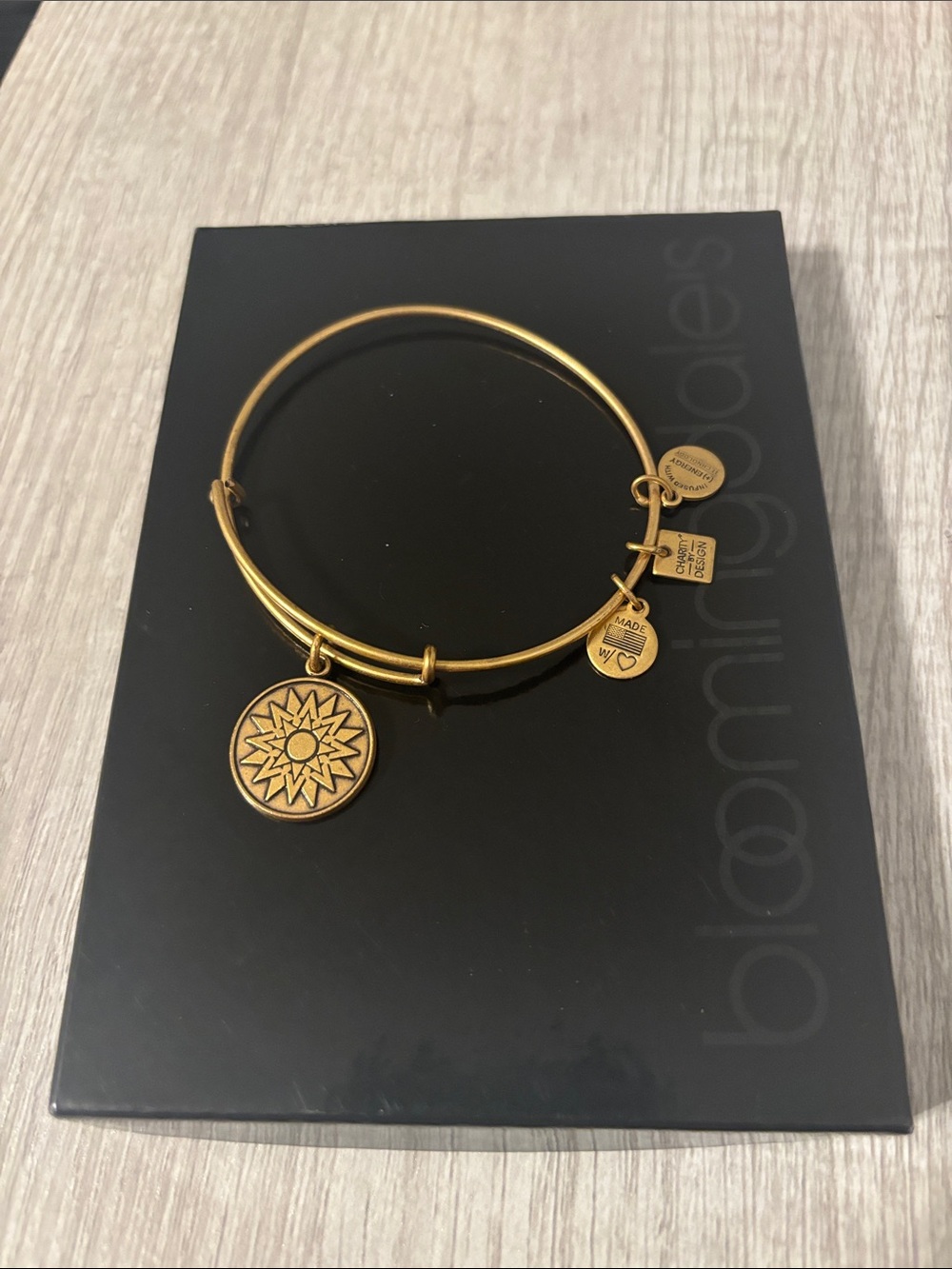 Alex and Ani Gold Sunburst Charm Bracelet